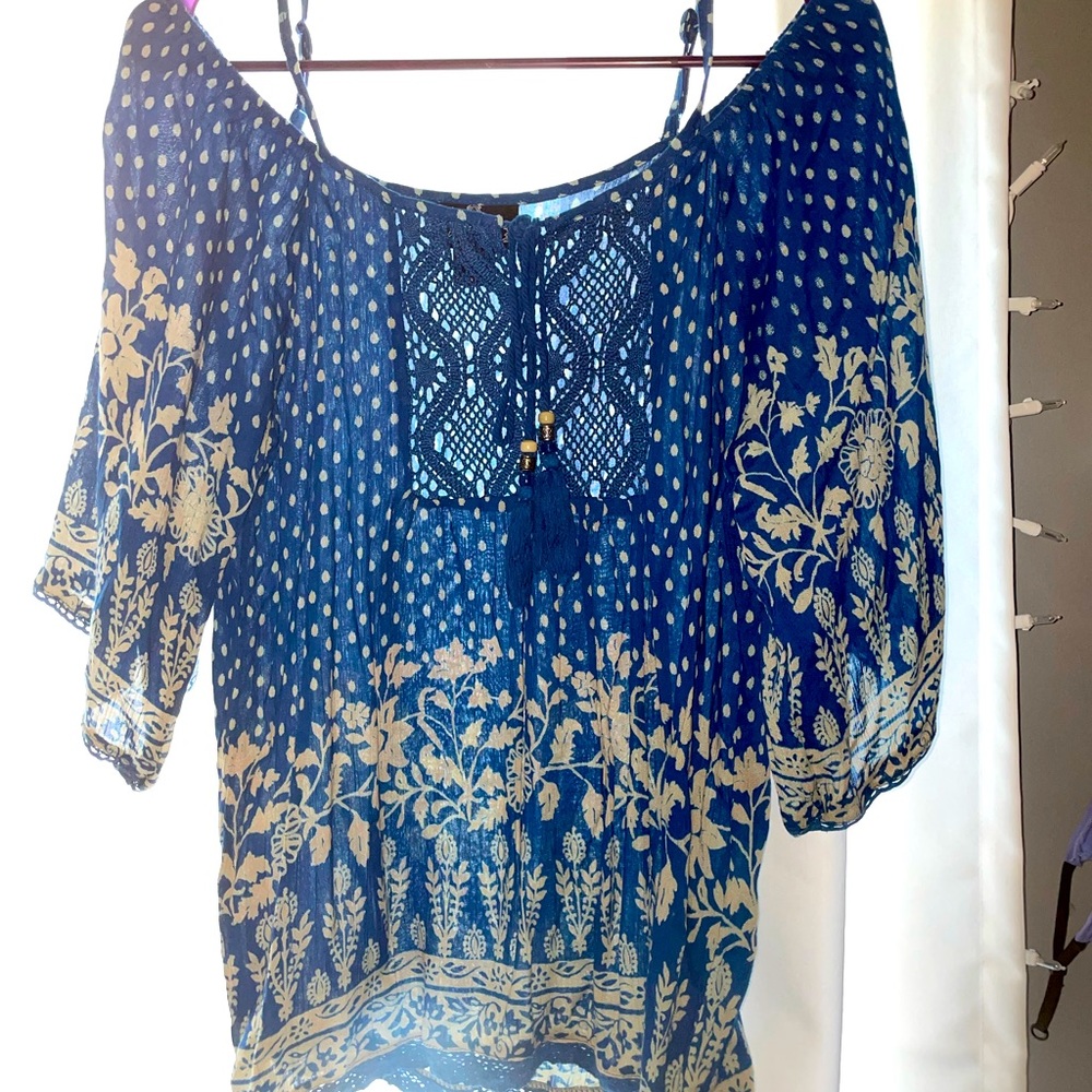 Blue off the shoulder top